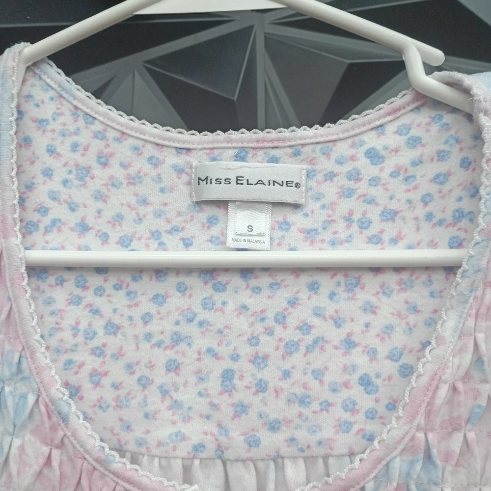 Miss Elaine Pastel Pink & Blue Floral Short-Sleeve Nightgown